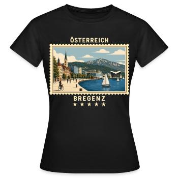 Österreich Bregenz Vintage Reisemarke - Frauen T-Shirt - Schwarz - Vorne - AI Model Female 172 dark (172cm)