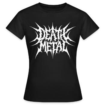 Death Metal gezackter Schriftzug  - Frauen T-Shirt - Schwarz - Vorne - AI Model Female 172 dark (172cm)