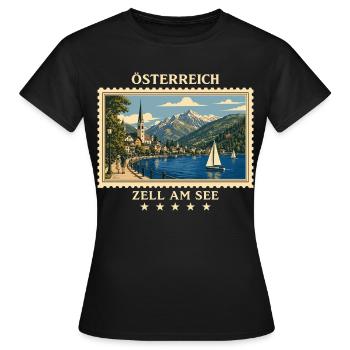 Österreich Zell am See Vintage Reisemarke - Frauen T-Shirt - Schwarz - Vorne - AI Model Female 172 dark (172cm)