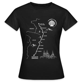 Pilgern Jakobsweg | Camino | Frankreich Spanien - Frauen T-Shirt - Schwarz - Vorne - AI Model Female 172 dark (172cm)