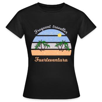 Frequent Traveler Fuerteventura Retro - Frauen T-Shirt - Schwarz - Vorne - AI Model Female 172 dark (172cm)