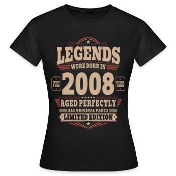 Cadeau d’anniversaire 18 Mari 2008 Vintage Rétro - T-shirt Femme - noir - Devant - AI Model Female 172 dark (172cm)