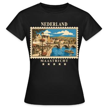 Niederlande Maastricht Vintage Reisemarke - Frauen T-Shirt - Schwarz - Vorne - AI Model Female 172 dark (172cm)