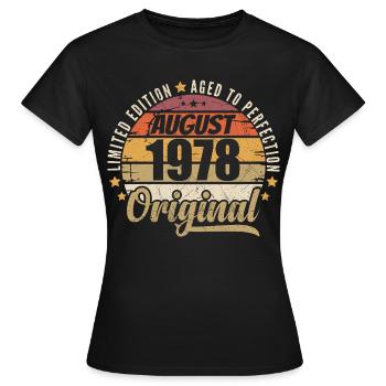 August 1978 Retro Vintage Geburtstag August 1978 - Frauen T-Shirt - Schwarz - Vorne - AI Model Female 172 dark (172cm)
