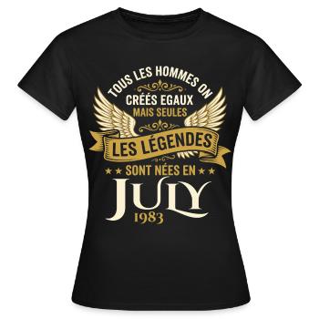 Légende Née En Juillet 1983 Anniversaire - T-shirt Femme - noir - Devant - AI Model Female 172 dark (172cm)