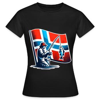 Norwegen Angler Motiv - Frauen T-Shirt - Schwarz - Vorne - AI Model Female 172 dark (172cm)