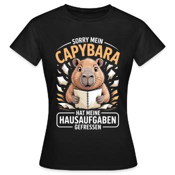 Capybara Hausaufgaben - Frauen T-Shirt - Schwarz - Vorne - AI Model Female 172 dark (172cm)