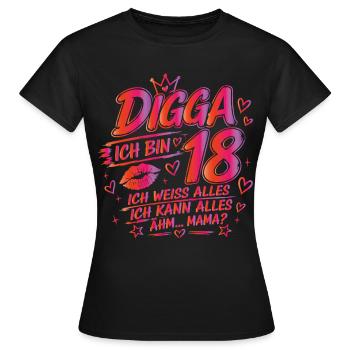 18. Geburtstag Mädchen 18 Jahre 2008 lustig Digga - Frauen T-Shirt - Schwarz - Vorne - AI Model Female 172 dark (172cm)