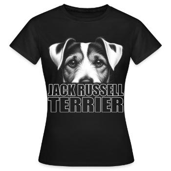 Jack Russell Terrier Portrait with Lettering - Women's T-Shirt - black - Front - AI Model Female 172 dark (172cm)