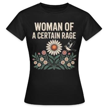 Woman Of A Certain Rage Flowers Bird Shirt Sticker - Women's T-Shirt - black - Front - AI Model Female 172 dark (172cm)
