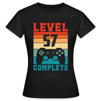 57th Birthday Level 57 Complete 57 Years Gamer - Women's T-Shirt - black - Front - AI Model Female 172 dark (172cm)