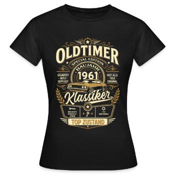 65. Geburtstag Geschenk Mann Vintage Oldtimer 1961 - Frauen T-Shirt - Schwarz - Vorne - AI Model Female 172 dark (172cm)