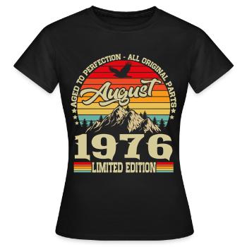 Cadeau d’anniversaire rétro vintage d’août 1976 - T-shirt Femme - noir - Devant - AI Model Female 172 dark (172cm)
