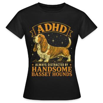 Funny Basset Hound Dog Breed ADHD - Women's T-Shirt - black - Front - AI Model Female 172 dark (172cm)