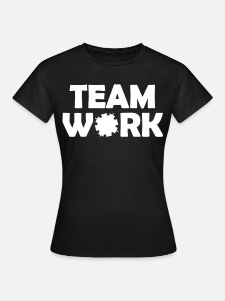 Teamwork Zahnräder Motiv - Frauen T-Shirt - Schwarz