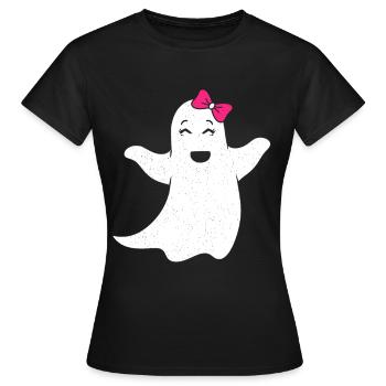 Fille fantôme avec un nœud rose - T-shirt Femme - noir - Devant - AI Model Female 172 dark (172cm)