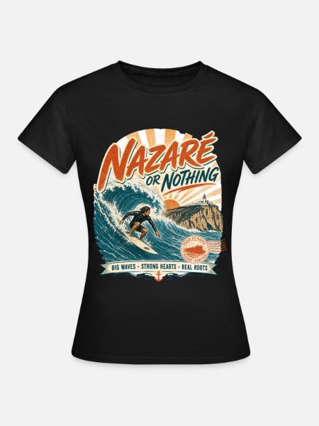Nazaré Surfen - Frauen T-Shirt - Schwarz