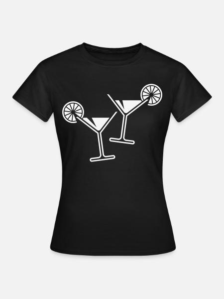 2 Cocktailgläser / Cocktail / Martini + (White) - Frauen T-Shirt - Schwarz