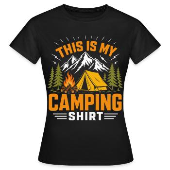 Camping Shirt Mountains Campfire - Women's T-Shirt - black - Front - AI Model Female 172 dark (172cm)