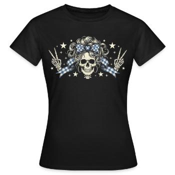 Skull with Plaid Band - Women's T-Shirt - black - Front - AI Model Female 172 dark (172cm)