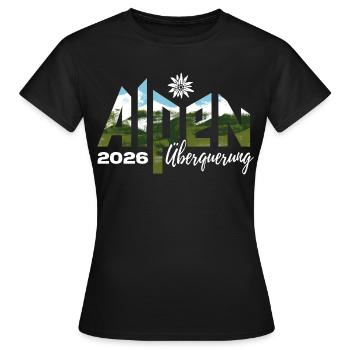Alpen Überquerung 2026 - Wandern - Frauen T-Shirt - Schwarz - Vorne - AI Model Female 172 dark (172cm)