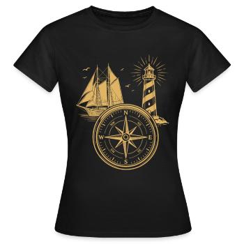 Maritime Compass Sailing Ship North Lighthouse - Women's T-Shirt - black - Front - AI Model Female 172 dark (172cm)