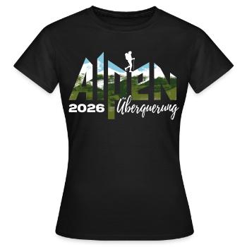 Alpen Überquerung 2026 - Wandern - Frauen T-Shirt - Schwarz - Vorne - AI Model Female 172 dark (172cm)