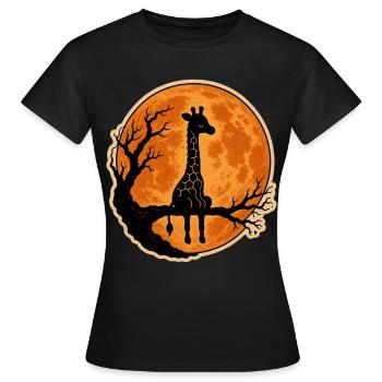 T-shirt classique d’Halloween girafe avec pleine lune - T-shirt Femme - noir - Devant - AI Model Female 172 dark (172cm)