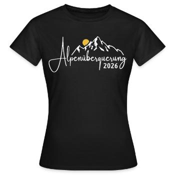 Alpen Überquerung 2026 - Wandern - Frauen T-Shirt - Schwarz - Vorne - AI Model Female 172 dark (172cm)