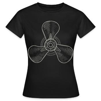 Vintage Three-Blade Propeller Illustration - Women's T-Shirt - black - Front - AI Model Female 172 dark (172cm)