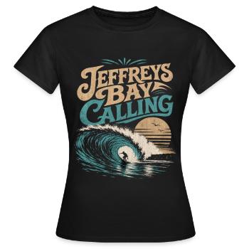Jeffreys Bay Surfing - Women's T-Shirt - black - Front - AI Model Female 172 dark (172cm)