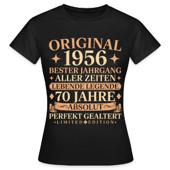 Baujahr 1956 geboren 70. Geburtstag Vintage - Frauen T-Shirt - Schwarz - Vorne - AI Model Female 172 dark (172cm)
