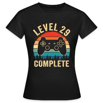 Level 29 complete – 29th anniversary gift - Women's T-Shirt - black - Front - AI Model Female 172 dark (172cm)