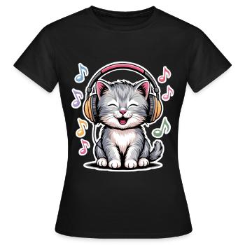 Chat de la musique - T-shirt Femme - noir - Devant - AI Model Female 172 dark (172cm)