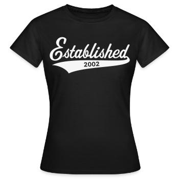 Established 2002 (year of birth, birthday / White) - Women's T-Shirt - black - Front - AI Model Female 172 dark (172cm)