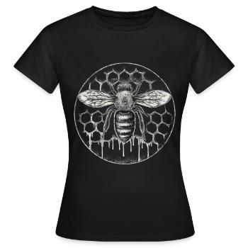 Costume d’apiculteur Fournitures apicoles Motif rond en nid d’abeille - T-shirt Femme - noir - Devant - AI Model Female 172 dark (172cm)