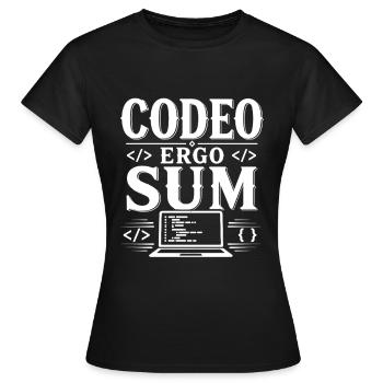 I Program, Therefore I Am | Latin Saying - Women's T-Shirt - black - Front - AI Model Female 172 dark (172cm)