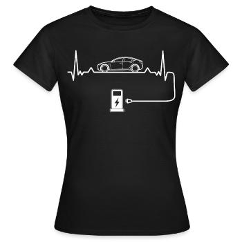 Amour des voitures électriques avec battement de cœur Voitures électriques - T-shirt Femme - noir - Devant - AI Model Female 172 dark (172cm)