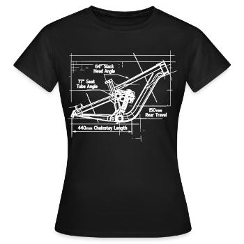 MTB Blueprint: Full-Suspension Frame Tech - Women's T-Shirt - black - Front - AI Model Female 172 dark (172cm)
