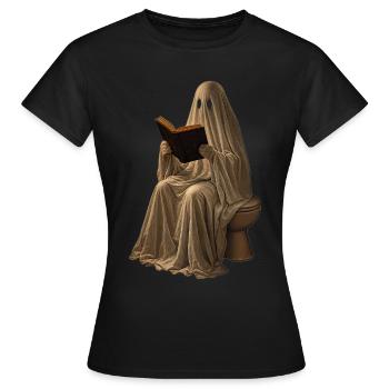 Ghost Reads Book Sweat à capuche toilettes Halloween rétro - T-shirt Femme - noir - Devant - AI Model Female 172 dark (172cm)