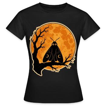 Mothman Moth Full Moon T-Shirt Halloween Vintage - Women's T-Shirt - black - Front - AI Model Female 172 dark (172cm)