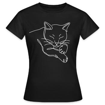 Silhouette de chat chat endormi de White Line - T-shirt Femme - noir - Devant - AI Model Female 172 dark (172cm)