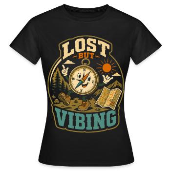 Lost But Vibing Wander Humor - Women's T-Shirt - black - Front - AI Model Female 172 dark (172cm)