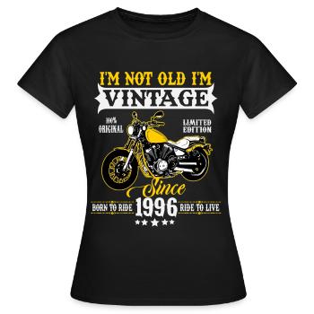 Cadeau d’anniversaire de moto vintage vintage 1996 - T-shirt Femme - noir - Devant - AI Model Female 172 dark (172cm)