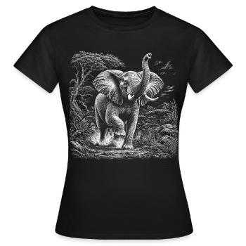 Éléphant sauvage dans la savane africaine - T-shirt Femme - noir - Devant - AI Model Female 172 dark (172cm)