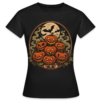 Des citrouilles d’Halloween effrayantes avec des chauves-souris - T-shirt Femme - noir - Devant - AI Model Female 172 dark (172cm)