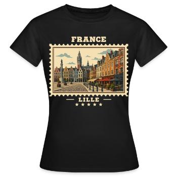 France Lille Vintage Travel Brand - Women's T-Shirt - black - Front - AI Model Female 172 dark (172cm)