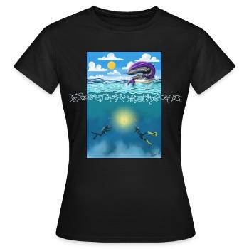 The "old man" and the sea - Women's T-Shirt - black - Front - AI Model Female 172 dark (172cm)