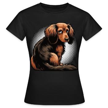 Teckel à poil long Teckel Teckel Teckel - T-shirt Femme - noir - Devant - AI Model Female 172 dark (172cm)