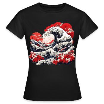 Grande Vague de Kanagawa - T-shirt Femme - noir - Devant - AI Model Female 172 dark (172cm)